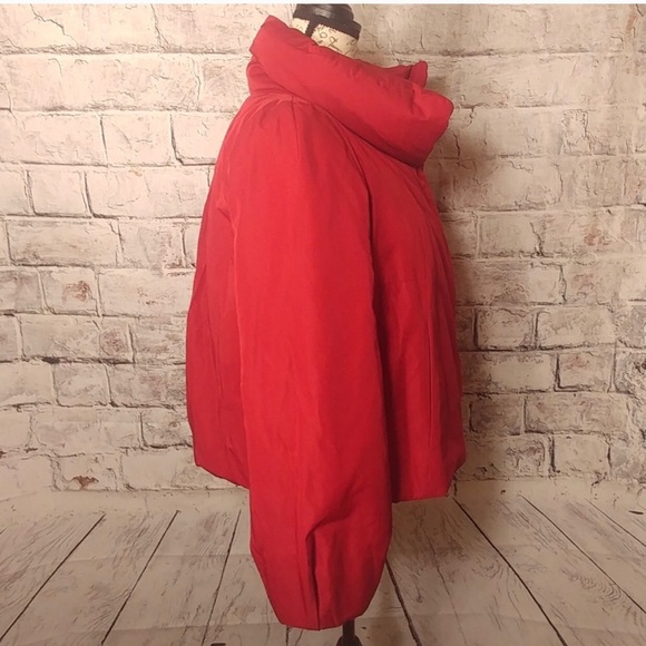Ann Taylor red pillow collar down feather coat - Picture 3 of 8